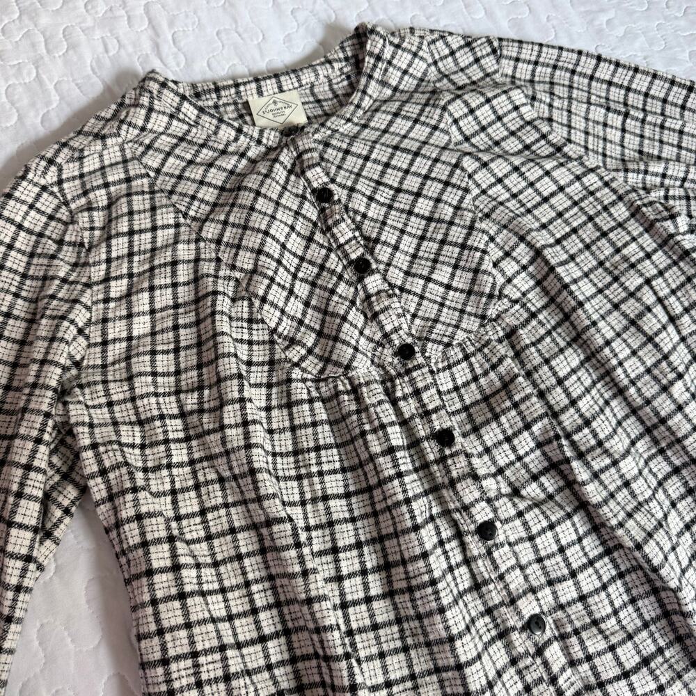 CLASSIC ST. JOHNS BAY WOMEN MEDIUM BLOUSE PLAID FLANNEL BLOUSON BUTTON DOWN